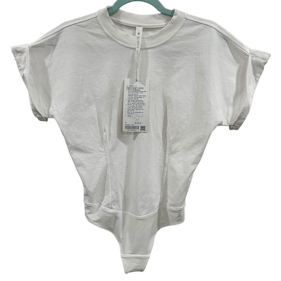 NWT Lululemon Heavyweight Cotton T-Shirt Bodysuit In White - Picture 7 of 8